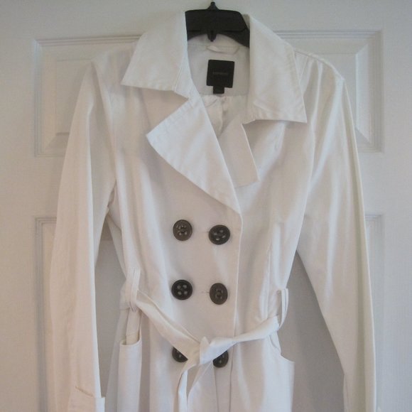 EXPRESS WHITE TRENCH COAT LARGE NWT $148.00 - Picture 3 of 7